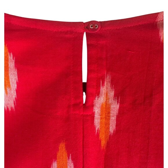 2/$30 Mata Traders Small Cherry Red Ikat A-Line Dress 100% Cotton NWT - Picture 10 of 14